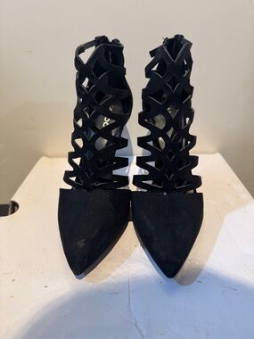 Aldo Black Cutout Pointed-Toe Cage Heels